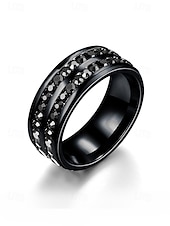 halpa Miesten korut-Miesten jouluinen titaaniterässormus punaisilla ja sinisillä kristallikivillä, useita värejä, täydellinen juhlamuotiin ja lahjaksi