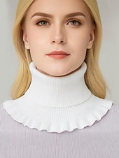 abordables Foulards pour femmes-Col côtelé en acrylique de Noël pour femme – confortable et élégant avec des bords volantés, disponible en plusieurs couleurs, parfait pour les vacances d'hiver et les occasions festives