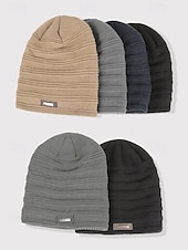 お買い得  クリスマスアクセサリー-クリスマス用のメンズニットビーニーハット、柔らかいアクリルとフェイクファー、冬のファッションに最適な複数の色