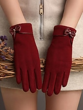 ieftine Accesorii de Crăciun-Mănuși de Crăciun pentru femei cu ecran tactil – material cald din poliester cu un design drăguț cu funde, perfecte pentru petreceri și ținute de iarnă