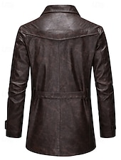 preiswerte Kunstlederjacke-Herren Kunstlederjacke Bikerjacke Motorradjacke Urlaub Täglich Winddicht Warm Tasche Frühling Herbst Einfach Mode Klassisch Revers Regulär Schwarz Kaffee Jacken