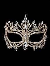 Недорогие Аксессуары для маскарада-Женская маскарадная маска с кристаллами и стразами, роскошная золотая маска для лица с драгоценными камнями для женщин, элегантный аксессуар для костюма для балов-маскарадов и вечеринок