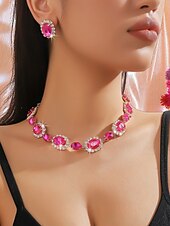 halpa Naisten kaulakoru-Naisten värikäs kristallikorusetti, kimalteleva strassi kaulakoru ja korvakorusetti juhliin, häihin &amp;iltatilaisuudet, ylelliset asusteet
