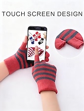 preiswerte Handschuhe für Damen-Unisex-Weihnachtsgeschenk-Touchscreen-Handschuhe, mehrfarbig, Polyestermaterial, Streifenmuster, warme Winterhandschuhe für Smartphones und Tablets, perfekt für die Weihnachtszeit