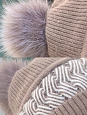 billige Damehatter-Dame vinterstrikklue-skjerfsett med pompong, fleecefôret 2-i-1-lue og halsvarmer, koselig og varmt utendørstilbehør for kaldt vær og julegaver