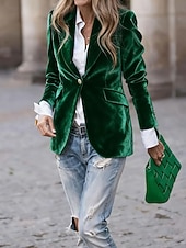 نسائي سترة بليزرات مخملية مريح Buttons موضة سهل رسمي الأماكن المفتوحة عادية طوي عادي كم طويل ملابس خارجية أسود أحمر أزرق الخريف الشتاء رخيصةأون بليزر وبدلات-نسائي سترة بليزرات مخملية مريح Buttons موضة سهل رسمي الأماكن المفتوحة عادية طوي عادي كم طويل ملابس خارجية أسود أحمر أزرق الخريف الشتاء