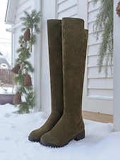 levne Módní boty-Dámské červené kozačky nad kolena – stylové vánoční dlouhé kozačky na zimní módu, večírky a sváteční nošení