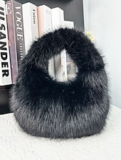 billiga Julpåsar-Damaxelväska i fuskpäls, mjukt plyschmaterial, elegant luffarmodell för julfester, finns i flera färger