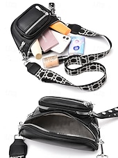 economico Borse a Tracolla-Borsa a tracolla da donna in similpelle bordeaux con tasche multiple con cerniera, tracolla larga e finiture argentate, elegante borsa da viaggio a mani libere per l'uso quotidiano e per gli outfit delle vacanze natalizie