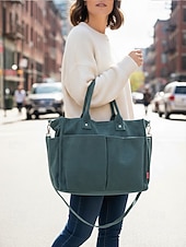 billiga Hand- och toteväskor-Dammanchesterväska med flera fickor, avslappnad vintage-axelväska, axelväska med stor kapacitet för dagligt bruk, arbete, resor och shopping