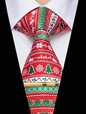 abordables Cravates et nœuds papillon pour hommes-Cravates de Noël pour hommes – cravates de vacances amusantes et festives avec Père Noël, rennes, arbres et flocons de neige, parfaites pour les fêtes de Noël, les cadeaux et les célébrations saisonnières