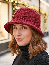 abordables Chapeaux pour femmes-Chapeau bob en tricot de Noël pour femme, chapeau d'hiver en tricot torsadé chaud pour femme, bonnet doux et confortable pour les vacances, les vêtements d'extérieur et décontractés