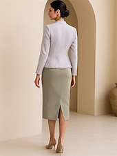  Două Piese Coloană Teacă Costum rochie Lungimea ceaiului Rochie pentru invitata de nunta Rochie Mama Miresei Fără manșon Stil Nautic Elegant Personalizat Oficial Seară Formală Petrecere Nuntă Fuste