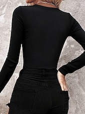 baratos Camiseta lisa-Mulheres Blusa Patchwork Purpurina Côr Sólida à moda Casual Manga Longa Gola Redonda Tops regulares Diário Azul Preto Vinho Verde Primavera Outono Inverno