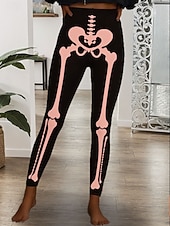 preiswerte -Frauen Leggings Urlaub Vintage Mode Voll Länge Hoch Taille Hosen Grafik Totenkopf Druck Thermisch Warm Weich Atmungsaktiv Hohe Elastizität Formal Outdoor Urlaub Weiß Rosa Blau Grün Frühling