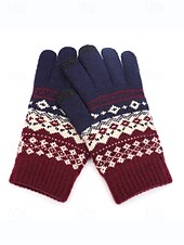 Недорогие Мужские перчатки-мужские рождественские перчатки для сенсорных экранов – теплые перчатки на флисовой подкладке с скандинавским вязаным рисунком – многоцветные варианты – идеально подходят для подарков на праздники и зимних мероприятий