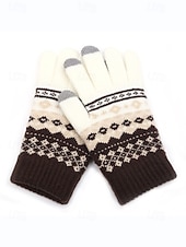 Недорогие Мужские перчатки-мужские рождественские перчатки для сенсорных экранов – теплые перчатки на флисовой подкладке с скандинавским вязаным рисунком – многоцветные варианты – идеально подходят для подарков на праздники и зимних мероприятий