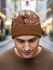 halpa Naisten hatut-Miesten jouluinen pipo – joulupukki- ja piparkakkuaiheinen, mukavasta neulotusta materiaalista, täydellinen juhlapyhiin, talviretkiin ja joululahjoiksi