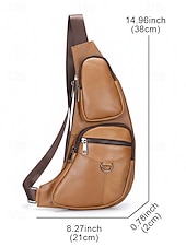 baratos Bolsas para Homem-bolsa tiracolo masculina de couro premium - mochila tiracolo estilosa com vários zíperes para uso diário, viagens e atividades ao ar livre