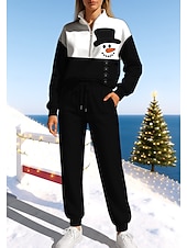 זול חליפות ספורט-חג המולד בגדי ריקוד נשים טרנינג אימונית חליפת ריצה שרוך רוכסן ז&#039;קט ומכנס טרנינג סט לבוש אתלטי אביב לבן + אדום שחור עם לבן אגבי להתאמן חוץ רך בג&#039;י שרוול ארוך ספורט לבוש אקטיבי סטרצ&#039;י (נמתח) רגיל