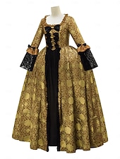 Недорогие Платья-Рококо Викторианский стиль Эпоха возрождения В пол Платья Костюм для вечеринки Маскарад Большие размеры Нормальная Буфф / баллон Вспышка рукава Принцесса Кружева Тюль Винтаж С пышной юбкой