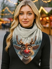 abordables Accessoires de Noël-Écharpe de Noël à imprimé chat pour femme, cache-cou triangle rouge douillet avec motif chaton et bonnet de Père Noël, châle d&#039;hiver doux pour fêtes et cadeaux de fin d&#039;année