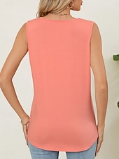 economico Serbatoio Semplice-Per donna Canotta Tinta unica Elegante Casual Senza Maniche Girocollo Top Regolari Quotidiano Blu Nero Bianco Rosa Vino Estate