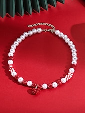 olcso Karácsonyi kiegészítők-Női karácsonyi ajándék nyaklánc, ötvözet és akril anyagból, színes gyöngyök ünnepi medálokkal, tökéletes ünnepi kiegészítő partikra és összejövetelekre