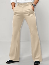 billiga Blossa-Herr Kostymbyxor Flared byxor Bell Botten Långbyxor Ficka Slät Komfort Andningsfunktion Fullängd Utomhus Dagligen Utekväll Mode Ledigt Svart Vit Microelastisk