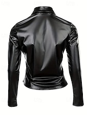 economico Giacche in finta pelle-Per donna Giacca in Ecopelle Cappotto Invernale Caldo Confortevole Patchwork Bottoni Moda Casual Tinta unica Vacanza Streetwear Casuale Abbigliamento quotidiano Corto Regolare Collo ripiegato