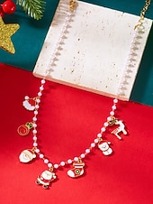 billige Halskjede for kvinner-Julekjede med sjarm til dame, flere stiler med sjarm til julenissen, snømannen og juletreet, perfekt til høytidsfester og festlige gaver.