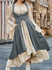 cheap Dresses-Medieval Renaissance Cocktail Dress Cosplay Costume Prom Dresses Viking Outlander Fancy Dress Women's Celtic Pirate Fantasy Masquerade LARP Ren Faire Festival Adults' Dress