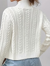cheap Sweater Jackets-Women's Sweater Cardigan Elegant Fashion Cute Solid Color Stand Collar Zipper Knitted Print Long Sleeve Regular Tops Knit Outdoor Daily Holiday Wine Red Black Fall Winter