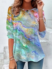 Pentru femei Tricou Ombre Floral Grafic Epocă Stilat Clasic Manșon Lung Stil Nautic Rotund Topuri obișnuite Zilnic Imprimeu Albastru piscină Mov Curcubeu Primăvară Toamnă Iarnă ieftine tricou Art & Design-Pentru femei Tricou Ombre Floral Grafic Epocă Stilat Clasic Manșon Lung Stil Nautic Rotund Topuri obișnuite Zilnic Imprimeu Albastru piscină Mov Curcubeu Primăvară Toamnă Iarnă