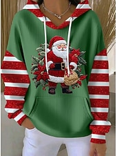 abordables Sweats à capuche et sweatshirts de Noël-Femmes Sweat à capuche Graphique Arbre de Noël Occasionnel manche longue À capuche Hauts Réguliers Rue Tenue Quotidienne Occasionnel Noir Blanche Rose Claire Rouge Vert Automne Hiver