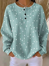 voordelige Boho Tops-Dames Trui-sweatshirt Knop Afdrukken Bloemig Grafisch Paisley Vintage Casual Lange mouw Strakke ronde hals Normale tops Casual Straat Dagelijks gebruik blauw Zwart Groen Koffie Lente Herfst Winter