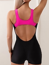 economico Costumi interi-Costume da bagno monopezzo da donna snellente costume da bagno monopezzo con pantaloni colorblock monokini controllo della pancia vita alta slim senza schiena abbigliamento da spiaggia per le vacanze