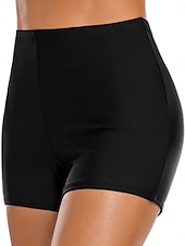 preiswerte Bikini-Höschen-Woman's Dehnbare Boxershorts Badeanzug Dehnbare Boxershorts Hohe Taille Hohe Taille Urlaub Strandbekleidung Einfarbiger Ärmloser Badeanzug