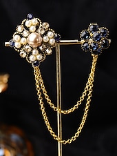 cheap Men's Ties &amp; Bow Ties-Men's Christmas Brooch Set - Elegant Alloy Material with Multi-Colored Gems and Pearls, Festive Chain Design for Suits, Parties and Holiday Occasions