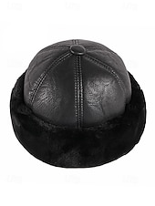 billige Herrehatter-Herre vinterlue med pelsfôr i kunstskinn – varm, stilig og komfortabel for kaldt vær – perfekt for utendørsaktiviteter og hverdagsbruk