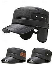 رخيصةأون قبعات رجالية-قبعة شتوية للرجال من الجلد الصناعي مع أغطية أذن قابلة للطي - أنيقة ودافئة ومريحة للطقس البارد - مثالية للأنشطة الخارجية والارتداء اليومي