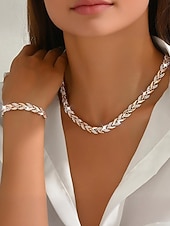 billiga Bröllop ACC-Halsband och armband i zirkonlegering för kvinnor – elegant guld- och silverfärgad, perfekt för speciella tillfällen och presenter