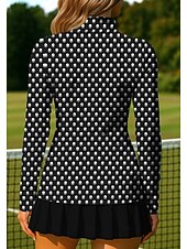 economico Camicia Donna-Per donna Geometrico A Pois A righe Top Maglietta Maglietta sportiva Polo da golf Manica Lunga Pois Righe Stampato UPF50+ Resistente ai Raggi UV Protezione UV Elastico Traspirante Pilates Pallavolo
