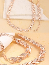 billiga Bröllop ACC-Halsband och armband i zirkonlegering för kvinnor – elegant guld- och silverfärgad, perfekt för speciella tillfällen och presenter