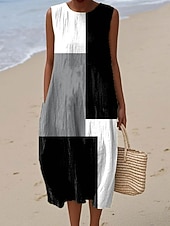 economico Abiti a Strisce e Geometrici-Per donna Abito Midi Abito a Tubino Vestito Estivo Abito a trapezio Vacanza Casual Boho Spiaggia Uscire Vestibilità comoda Grafico Geometrico Senza Maniche Girocollo Grigio verde Nero Rosa Cachi