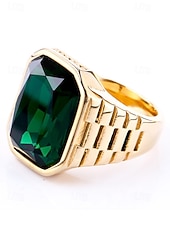 abordables Joyas para hombres-Anillo de titanio para hombre con gema grande de color – disponible en varios colores, diseño elegante para ocasiones informales y formales