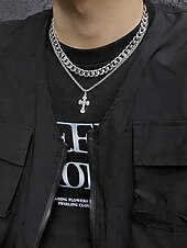 halpa Miesten korut-Miesten titaaniteräksestä valmistettu ketjukaulakoru ristiriipuksella – kestävä ja tyylikäs muotoilu arkeen ja erityistilaisuuksiin