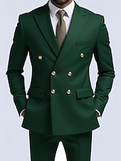 billige Herre Klassiske Blazere-Herre Blazer + kjolebukser Blazer drakter Virksomhet Cocktailfest Bryllupsfest 2 deler Mote Fritid Vår Høst Polyester عادي Lomme Knapper Bekvem Dobbeltkneppet Blazer Blå Mørkegrå Svart Hvit