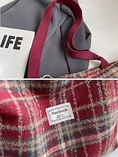 Недорогие Сумки с ручками сверху и шопперы-Женские рождественские клетчатые сумки-шопперы – большие и маленькие размеры, полиэстеровая ткань с помпонами, праздничный стиль для предпраздничного шопинга и подарков