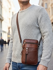 preiswerte Taschen für Herren-Herren-Umhängetasche und Gürteltasche aus echtem Leder – vielseitig einsetzbar, stilvolles Design, strapazierfähig, in verschiedenen Farben erhältlich, für Alltag und Reisen